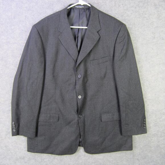 Perry Ellis Portfolio Blazer Mens 46R Charcoal Wool Two Button Sport Coat Notch - Picture 1 of 10